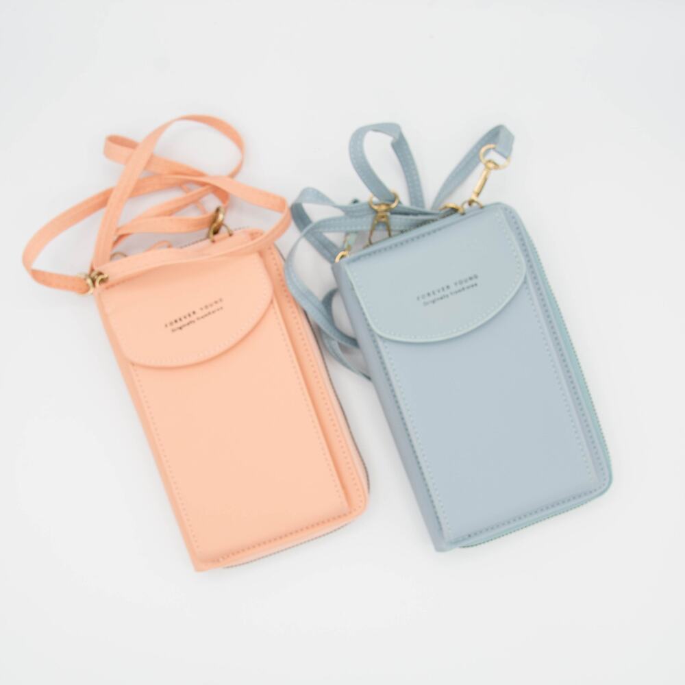 Set of 2 Blue Pink Vegan Leather Small Crossbody Bag FOREVER YOUNG Wallet